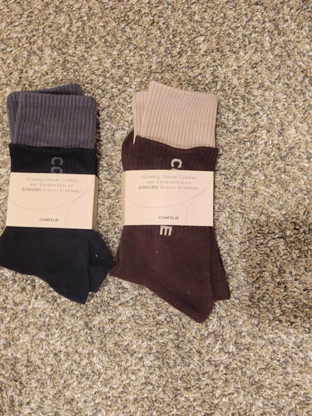 Comfeile Yoga Crew Socks - Black and Brown (2-Pack)